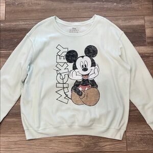 NWT Disney Mint Green Mickey Mouse Crew Neck Sweater 2X